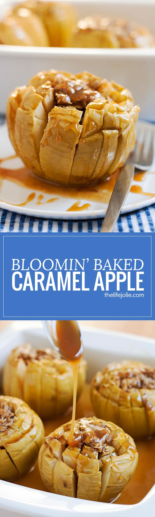 This Bloomin' Baked Caramel Apples recipe is the perfect fall dessert! They're quick and easy to make and deliciously sweet!