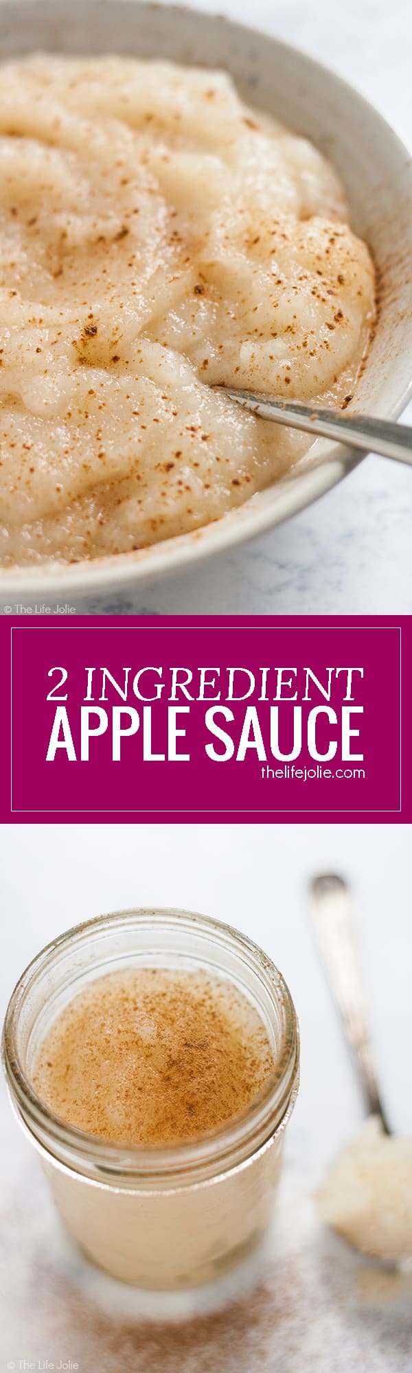 This homemade 2 Ingredient Applesauce is one of quickest and most easy recipes ever! The is no sugar added which makes it super healthy and it has plenty of uses! My whole family loves it!