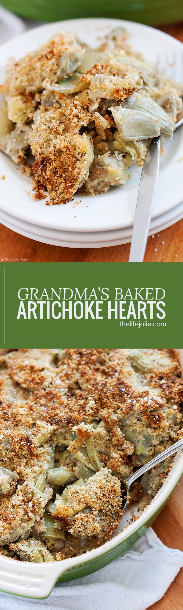 Grandma's Baked Artichoke Hearts is one of my favorite holiday side dishes. This is such an easy recipe and can even be made ahead of time. This is made with Parmesan cheese, bread crumbs and garlic powder and is a delicious addition to your Thanksgiving or Christmas dinner!