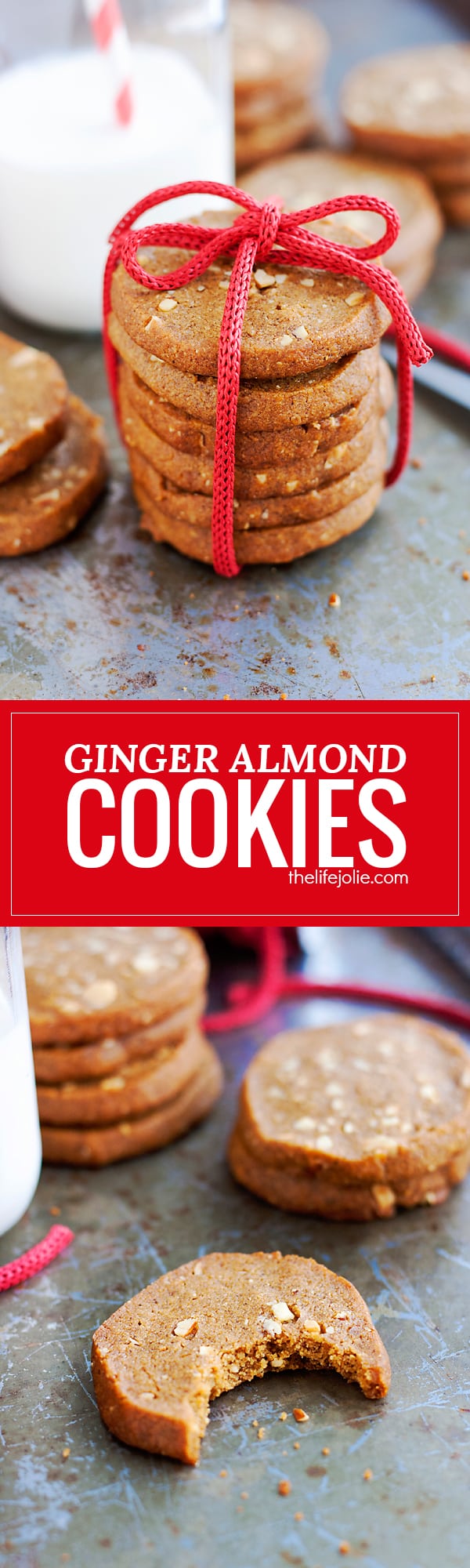 These Ginger Almond Cookies are such easy Christmas cookies to make! This crispy cookie is the best slice-and-bake option if you're looking for a spicy cookie that is that isn't overly sweet.
