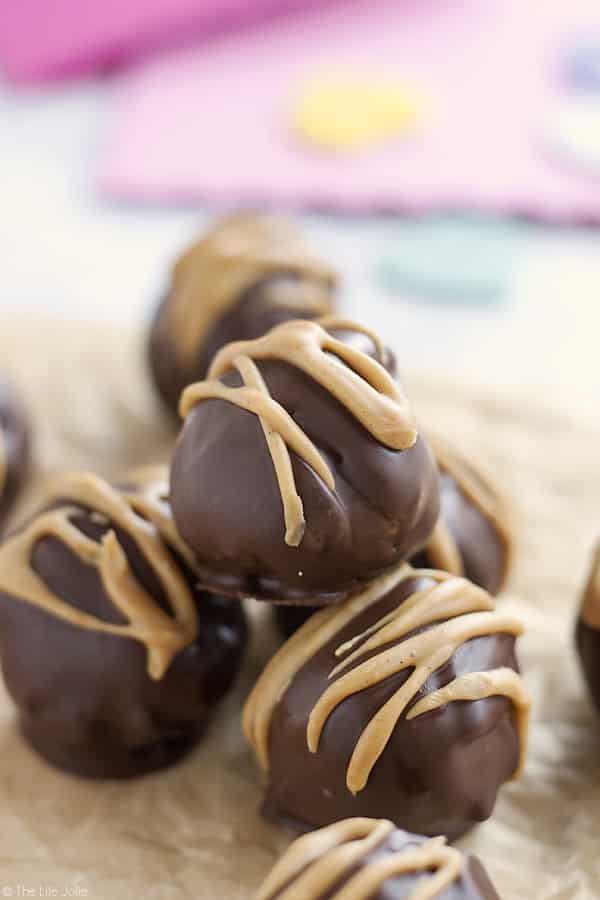 These Peanut Butter Brownie Truffles are an easy chocolate dessert recipe and an excellent gift to give this for Valentine's Day. This simple recipe is made with rich, fudgy brownies and a peanut buttery surprise in the middle.