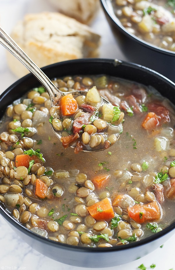 This (Sort of) Detox Lentil Soup is a very easy recipe. It's healthy while still maintaining great taste and full of delicious lentils, protein and savory ham hocks for a smoky flavor!