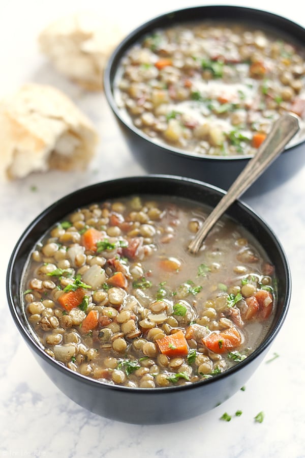 This (Sort of) Detox Lentil Soup is a very easy recipe. It's healthy while still maintaining great taste and full of delicious lentils, protein and savory ham hocks for a smoky flavor!