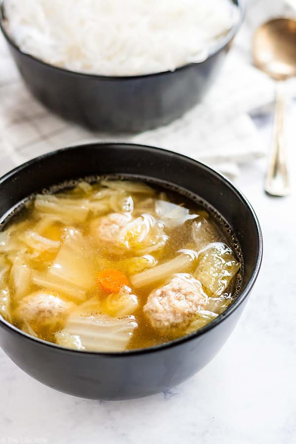This Cabbage and Pork Meatball soup will warm you right up!