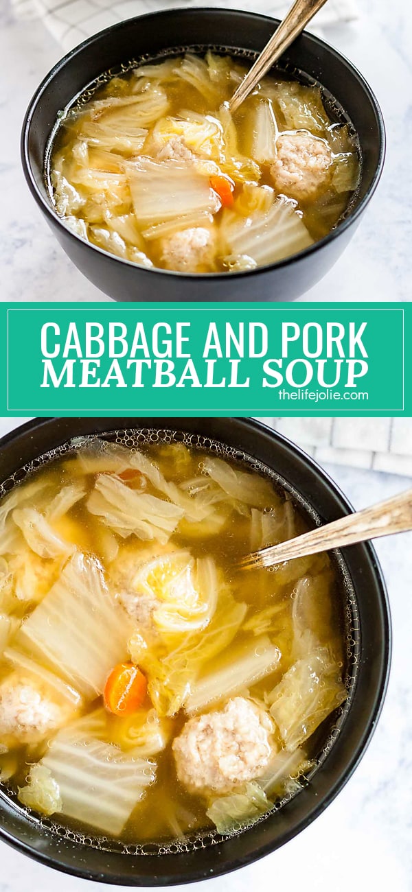 This Cabbage and Pork Meatball Soup is easy to make and full of great umami flavor! It's an Asian-inspired recipe that whips up pretty quickly and with savory, mouthwatering flavor!