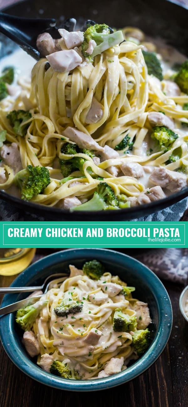 This deliciously Creamy Chicken and Broccoli Pasta is an easy recipe and one of the ultimate comfort foods! It's ready in 30 minutes making it one of the best simple weeknight dinners for busy families!
