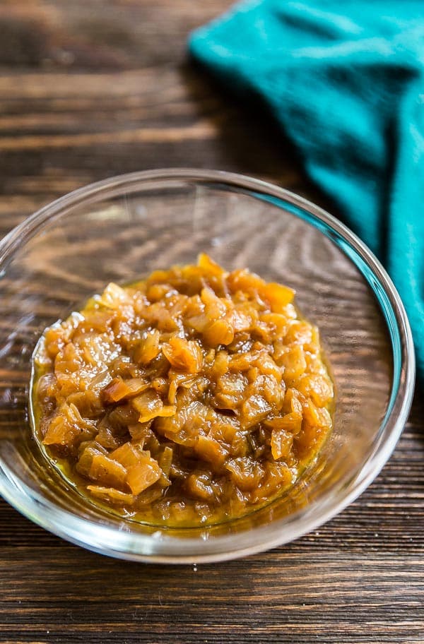 Caramelized onions used in the French Onion Creamy Mashed Potatoes.