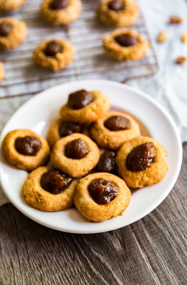 A variation of Apple Cinnamon Thumbprint Cookies without nuts.